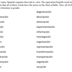 Spanish words that end with cion