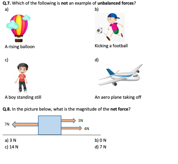 Balanced and unbalanced forces worksheet answers