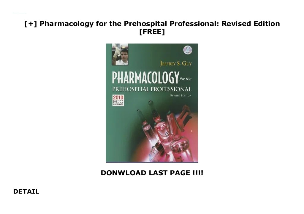 Pharmacology for the prehospital professional